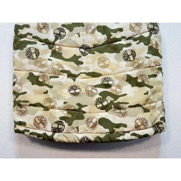Timberland Boys Camo Outdoor Gear Puffer Vest Size 5 Orange & Green - Picture 10 of 11